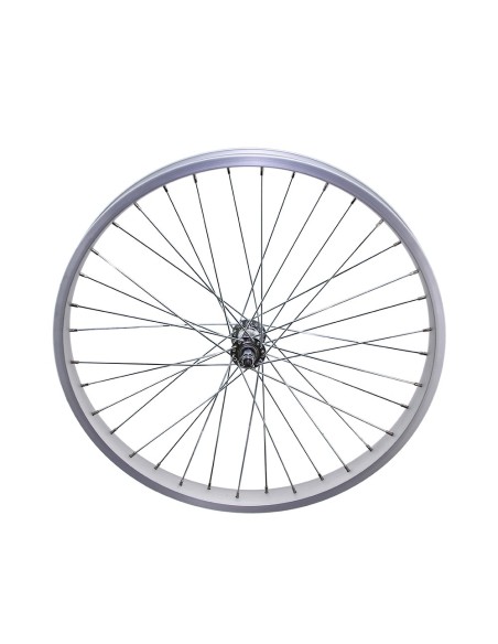 26 x 45mm Alloy Front Wheel 36 Spoke 12g UCP 3/8 Axle Double Wall Silver.